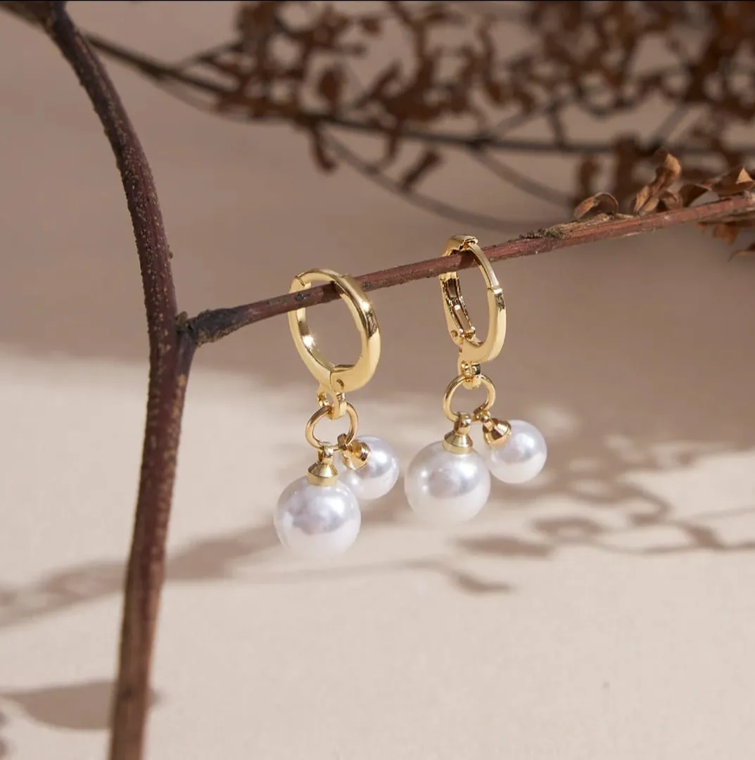 Double Faux Pearl Hoops (E166)