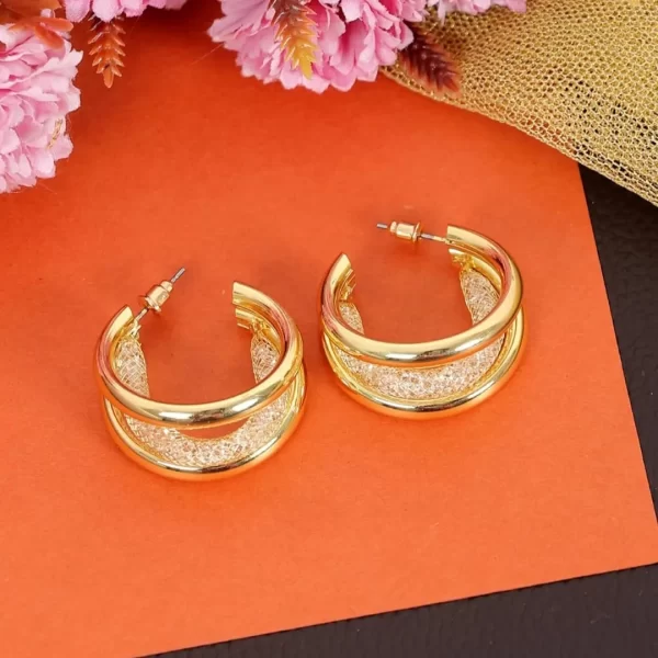 Anti-Tarnish Multi Row Luxury Hoops (E120)