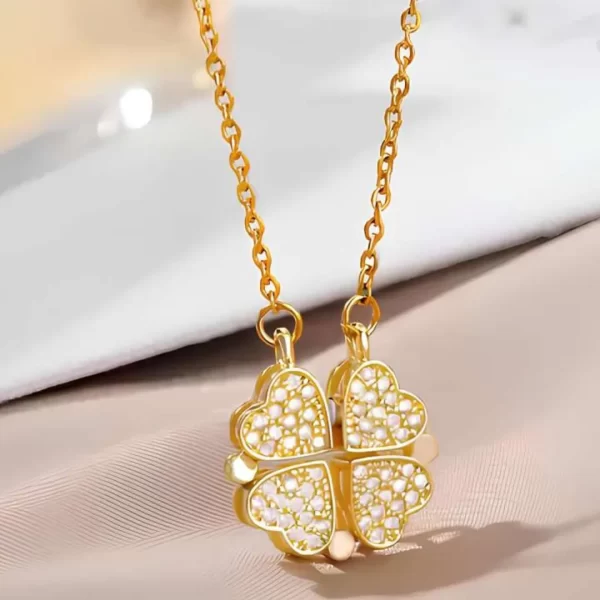Four Leaf Clover Pendant with Love Heart Magnetic Charm (N05)