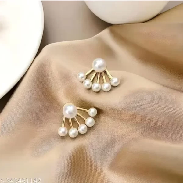 Needle Pearl Love Flower Geometric Earrings (E109)